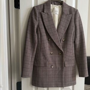 Wilfred Brown Plaid Double-Breasted Blazer